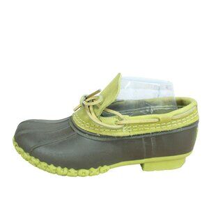 LL Bean Boots Rubber Moc Nubuck Green Brown Waterproof Unlined Size 7 M